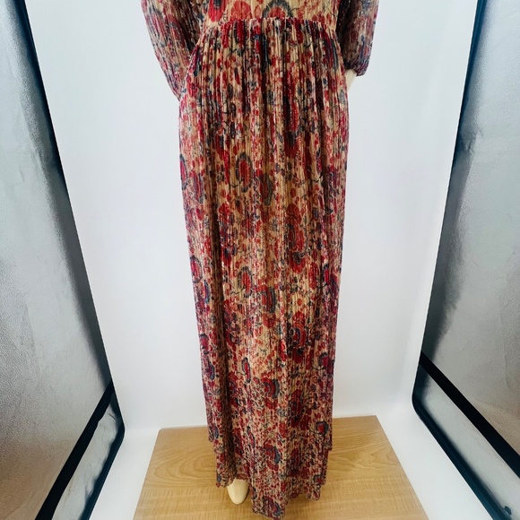 BA&SH Athena Metallic Floral Maxi Lady Dress US 4 Rouge Ethereal Coquette Prom - Picture 5 of 14
